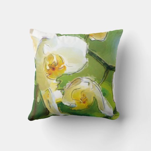 Orchidee weiß - Aquarell-Design |  クッション (裏面)