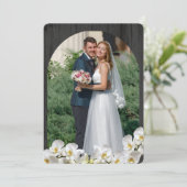 Orchids Black Wood Wedding Thank You Cards 招待状 (スタンド正面)