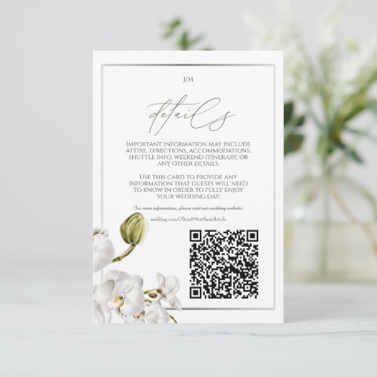 Orchids Frame Elegant Tropical Wedding エンクロージャーカード (スタンド正面)
