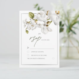 Orchids Frame Elegant Tropical Wedding 出欠カード