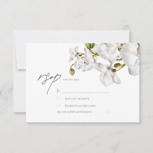 Orchids Frame Elegant Tropical Wedding 出欠カード (正面)