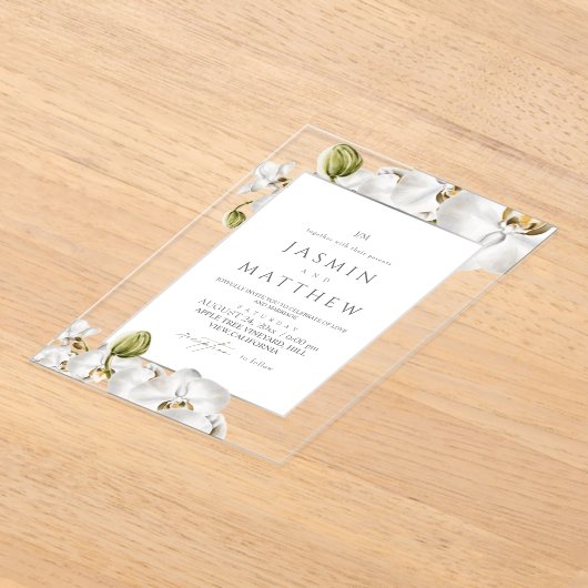 Orchids Frame Elegant Wedding アクリル招待状 (レイダウン)