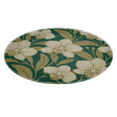 Orchids on emerald green pattern カッティングボード (角)