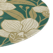 Orchids on emerald green pattern カッティングボード (角)