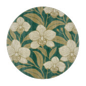 Orchids on emerald green pattern カッティングボード (正面)