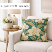 Orchids on emerald green pattern クッション