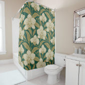 Orchids on emerald green pattern シャワーカーテン (インサイチュ)