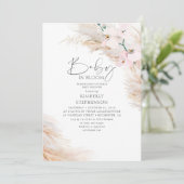 Orchids Pampas Grass Baby in Bloom Baby Shower Inv 招待状 (スタンド正面)
