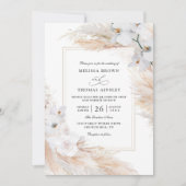Orchids Pampas Grass Budget QR Code Wedding 招待状 (正面)