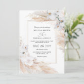 Orchids Pampas Grass Budget QR Code Wedding 招待状 (スタンド正面)