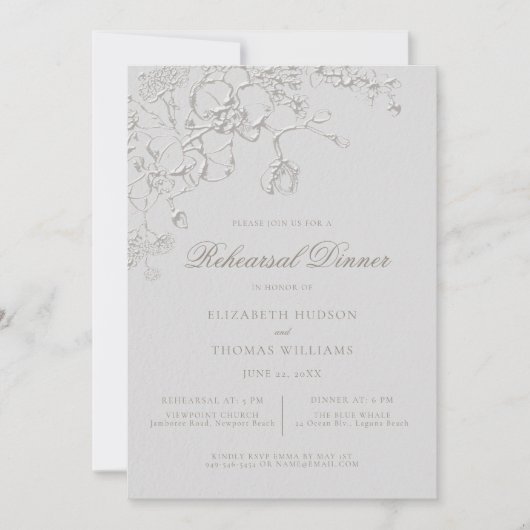 Orchids Reverie Ivory Formal Rehearsal Dinner 招待状 (正面)