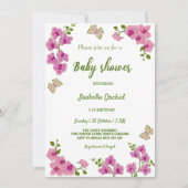 Orchids Tropical Butterfly Baby Shower Invitation 招待状 (正面)