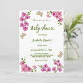 Orchids Tropical Butterfly Baby Shower Invitation 招待状 (スタンド正面)
