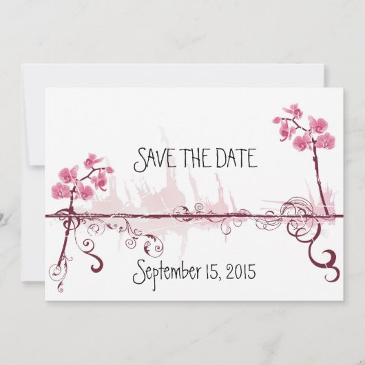 Orchids Wedding Save the Date Card セーブザデート (正面)