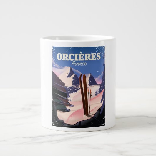 ORCIÈRES フランス スキーポスター ジャンボコーヒーマグカップ (正面)