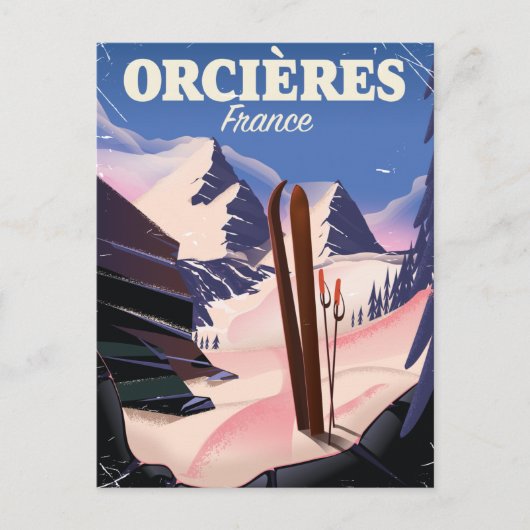 ORCIÈRES フランス スキーポスター ポストカード (正面)