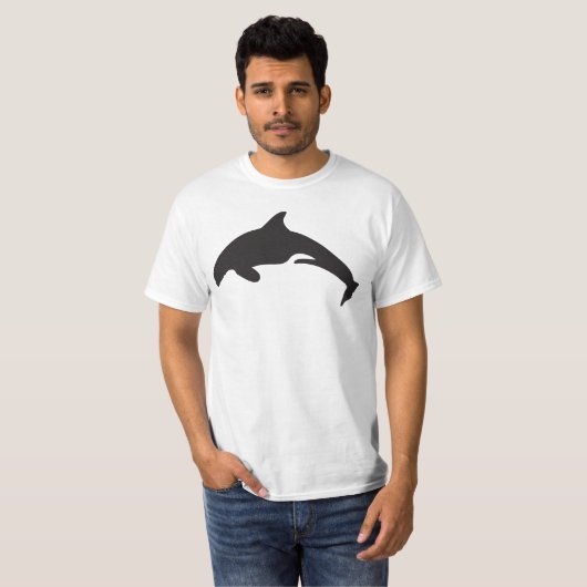 Orcinus orca – ジャンプキラークジラ tシャツ (正面フル)