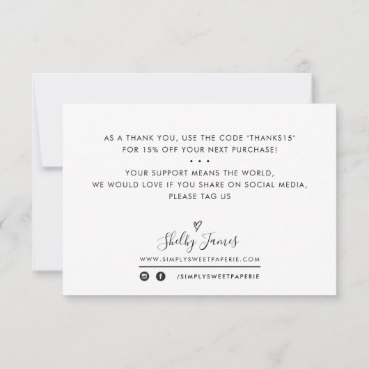 ORDER エレガント INSERTビジネスお感謝していキャンディーピンク サンキューカード (裏面)