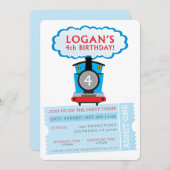 ORDER カスタム Logan's 4th Birthday train招待状 招待状 (正面/裏面)