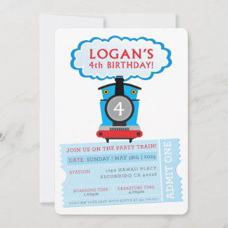 ORDER カスタム Logan's 4th Birthday train招待状 招待状