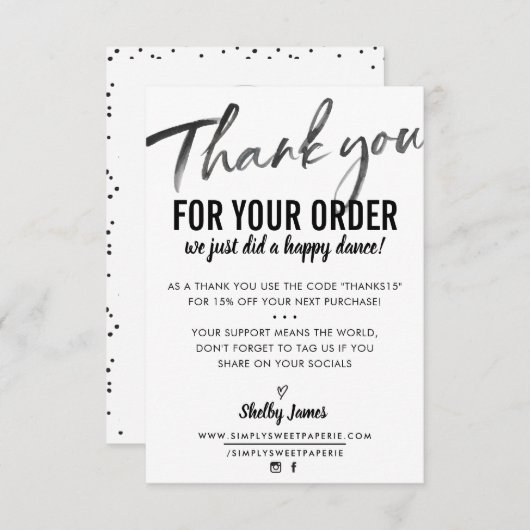 ORDER INSERT INK'モダンsありがとう書 サンキューカード (正面/裏面)