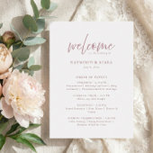 Order of Events Dusty Pink Wedding Program Card プログラム