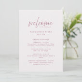 Order of Events Dusty Pink Wedding Program Card プログラム (スタンド正面)