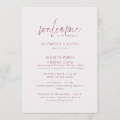 Order of Events Dusty Pink Wedding Program Card プログラム (正面)