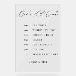 Order of Events Wedding Sign Minimalist Timeline  アクリルサイン