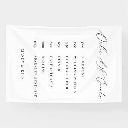 Order of Events Wedding Sign Minimalist Timeline  横断幕 (横)