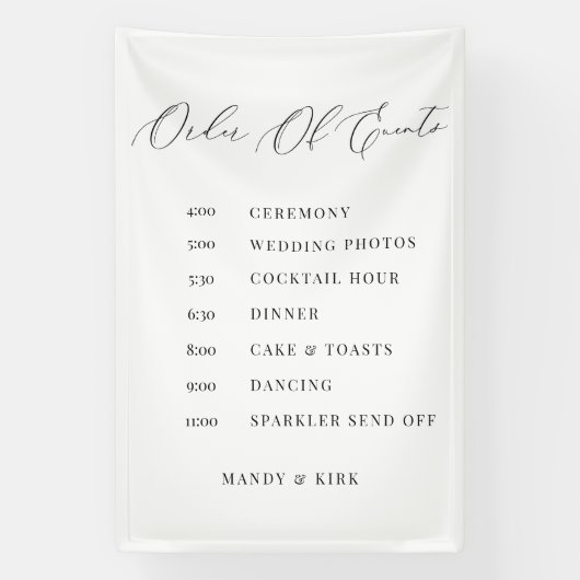 Order of Events Wedding Sign Minimalist Timeline 横断幕 (縦)