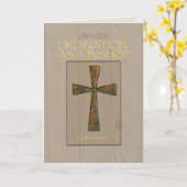 Ordination Congratulationsの金属の十字司教 カード (黄色い花)