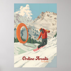 Ordino Arcalis アンドラ スノーボード トラベルポスター ポスター