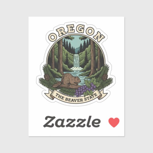 Oregon Beaver State Forest & Waterfall Emblem シール (シート)