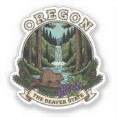 Oregon Beaver State Forest & Waterfall Emblem シール (正面)