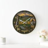 Oregon Beaver State Mountain Coastal ラージ壁時計 (ホーム)