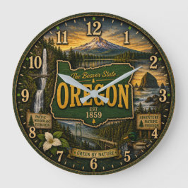 Oregon Beaver State Mountain Coastal ラージ壁時計