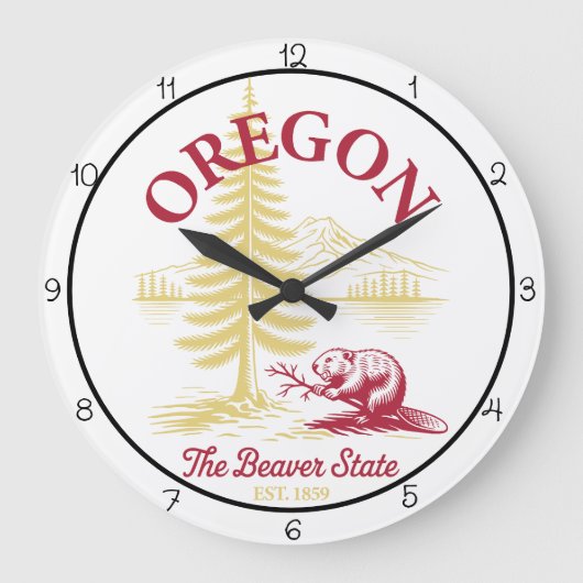 Oregon Beaver State Nature ラージ壁時計 (正面)