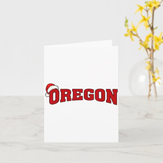 Oregon Christmas Santa Hat Retro Throwback Souveni カード (黄色い花)