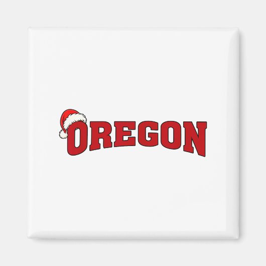 Oregon Christmas Santa Hat Retro Throwback Souveni マグネット (正面)