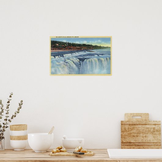 Oregon City、ORWillamette滝ViewCity、OR ポスター (キッチン)