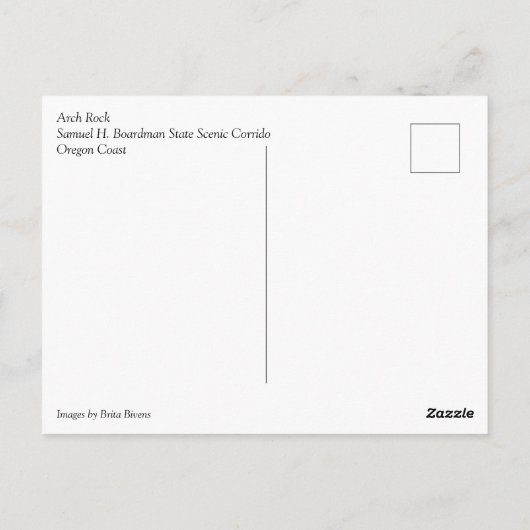 Oregon Coast、Samuel H. Boardman、Arch Rock ポストカード (裏面)
