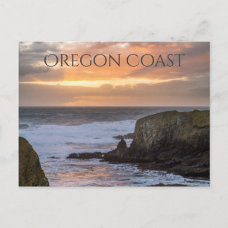 Oregon Coast Yaquinaサンセット海写真お土産 ポストカード