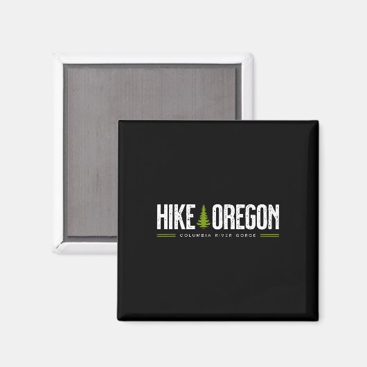 Oregon Columbia River Gorge Hike Tree Retro Graphi マグネット (正面/裏面)