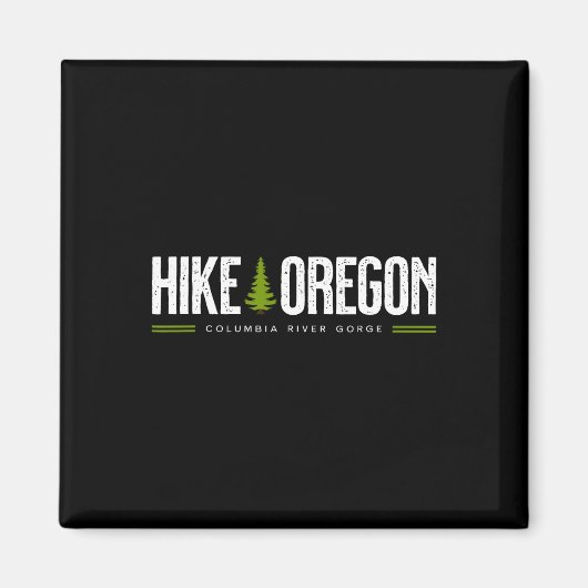 Oregon Columbia River Gorge Hike Tree Retro Graphi マグネット (正面)
