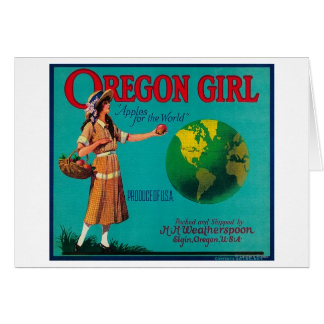 Oregon Girl Apple Crate LabelElgin、または (正面横)