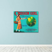 Oregon Girl Apple Crate LabelElgin、または キャンバスプリント (インサイチュ (ウッドフロア))