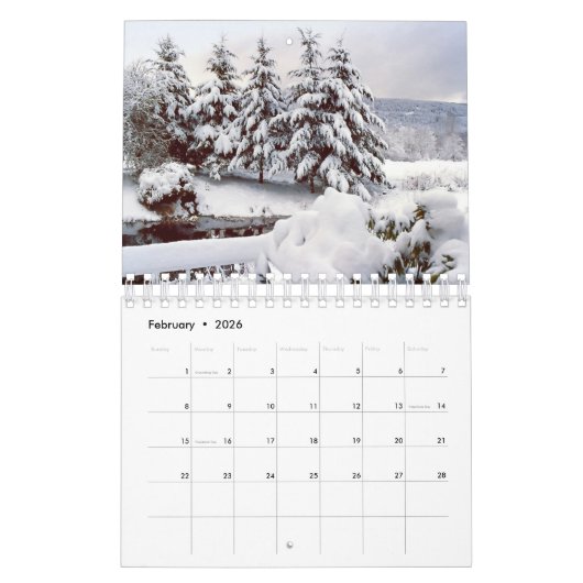 Oregon Landscape Calendar カレンダー (2月 2026)