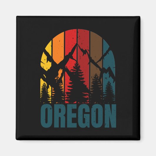 Oregon Mountains Retro Vintage マグネット (正面)