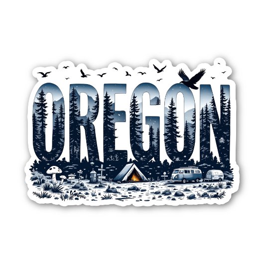 Oregon Nature Sticker | Oregon Camping Sticker シール
